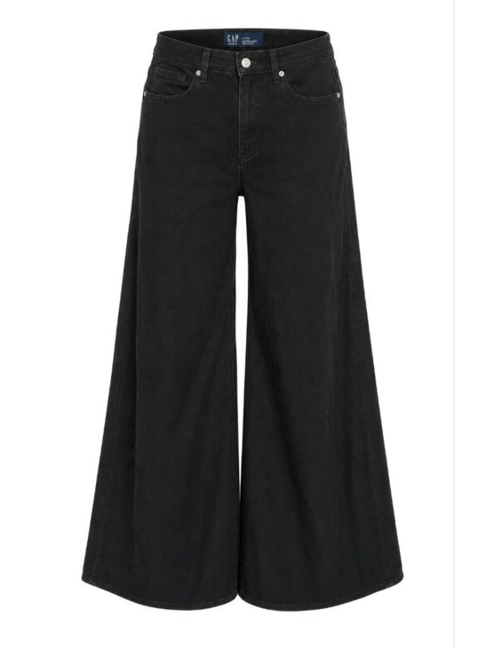 Gap Denim superlight Palazzo Wide-Leg Black Jeans Women 14/32L High-Rise Ultra